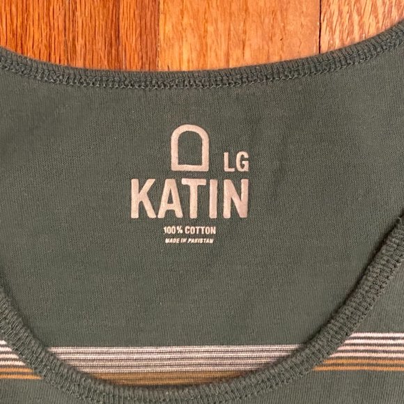 KATIN Men's Tank Top Green Stripped Size Large - Picture 3 of 4